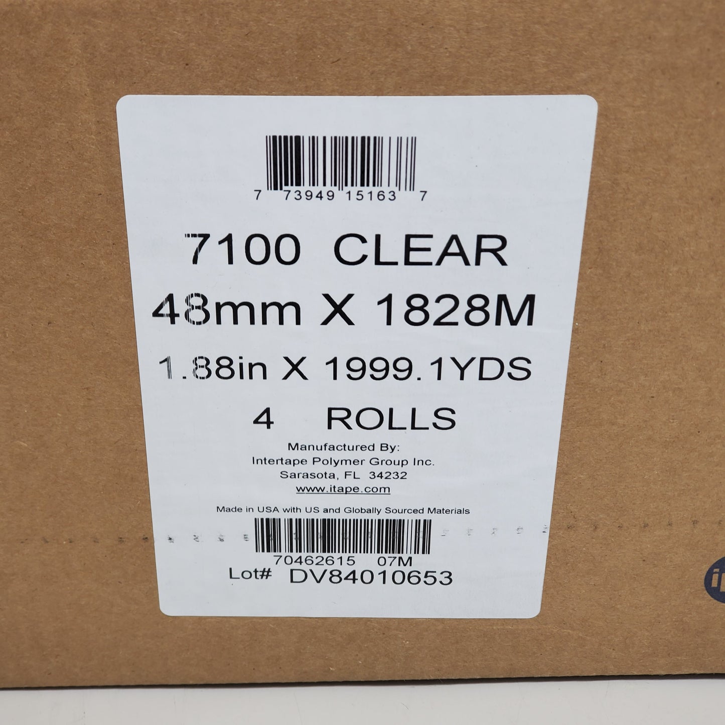 INTERTAPE (4 Rolls) 7100 Adhesion Packing Tape 1.88"x6000' Clear 70462615 07M