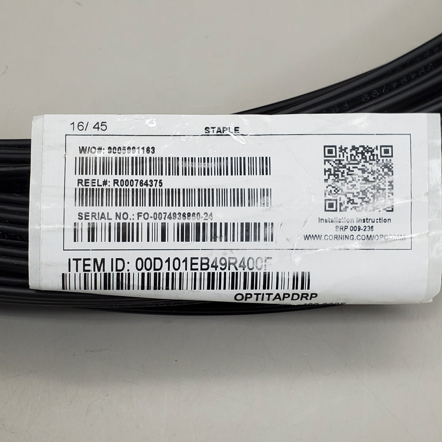 CORNING Fiber Optic Toneable Assembly Pushlok Hybrid Pigtail 400' 00D101EB49R400F