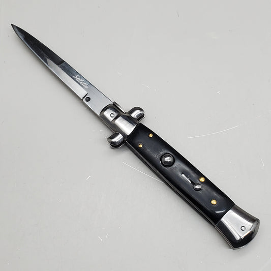 ZA@ ARMED FORCE TACTICAL 9” Handcrafted OTF Pocket Knife – Black ST-7BB