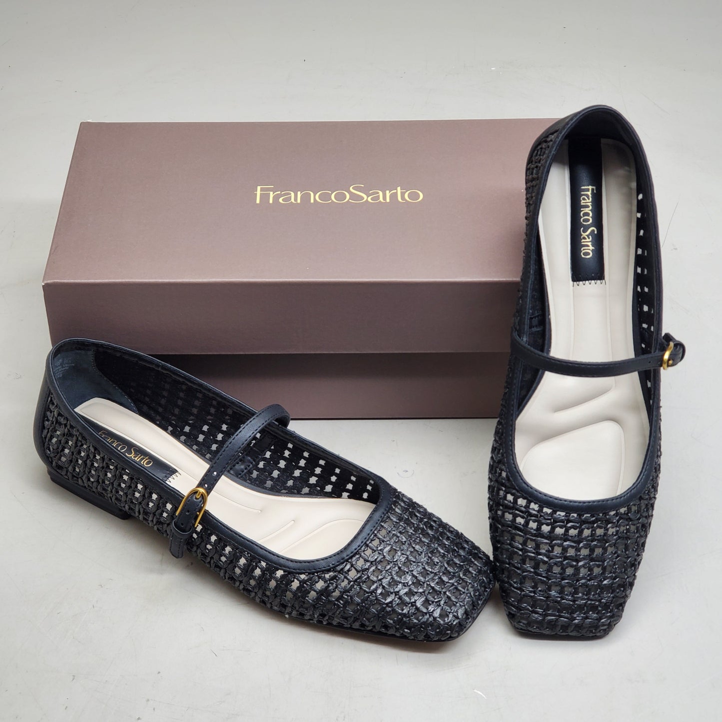 FRANCO SARTO L-Tinsley Mary Jane Women's Flat SZ M 10 Black