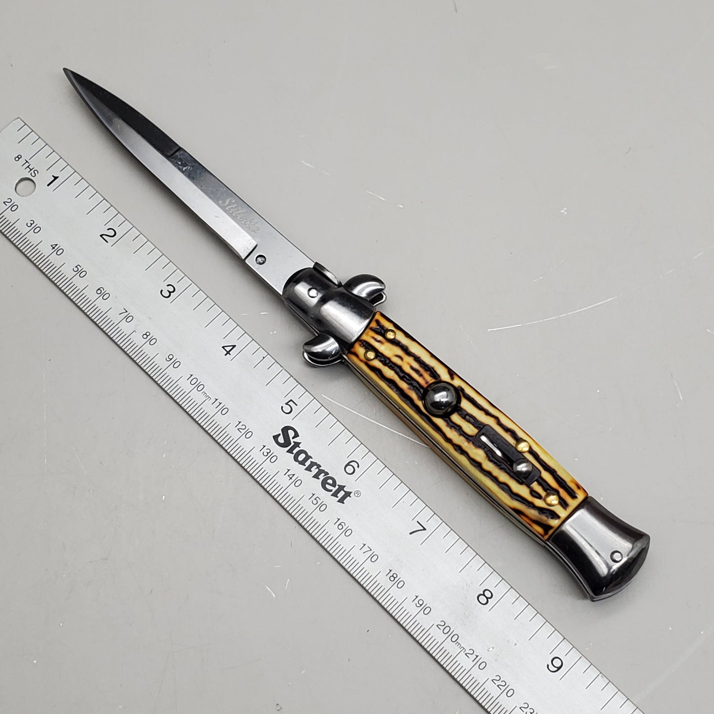 ZA@ ARMED FORCE TACTICAL Hand Crafted OTF Pocket Knife 9" Knife 4" Blade Yellow/Black