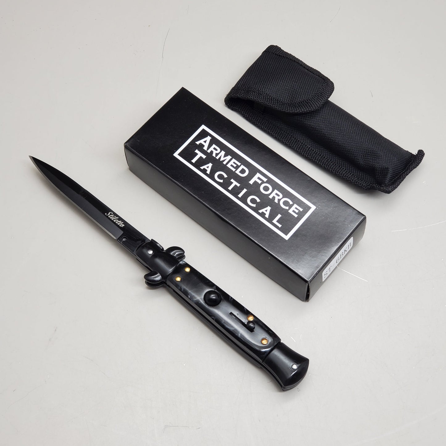 ZA@ ARMED FORCE TACTICAL Hand Crafted OTF Pocket Knife 9" Knife 4" Blade Black/White ST-6BKB