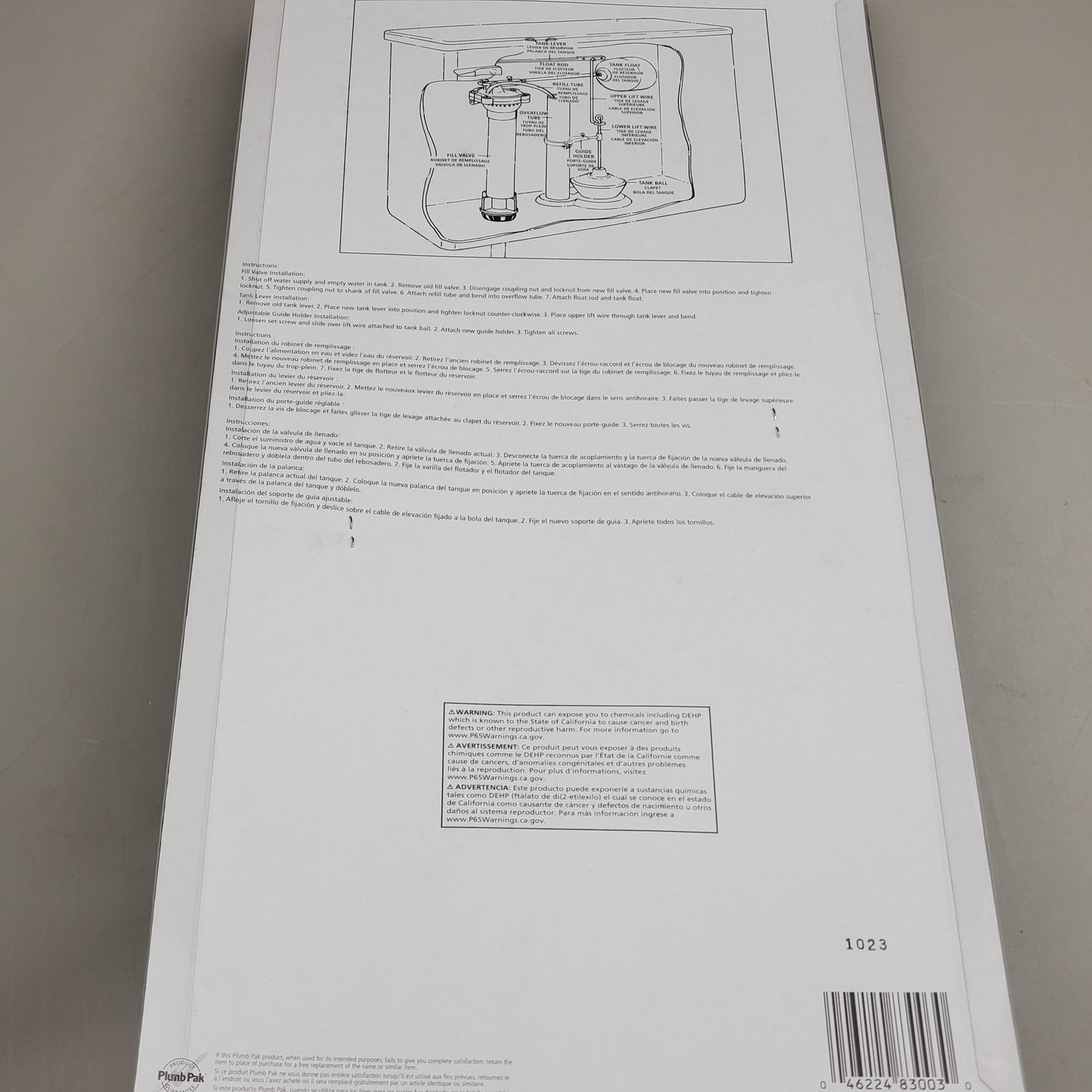 KEENEY Plumb Pak Anti-Siphon Toilet Tank Repair Kit For 12" Or Higher Tanks PP830-3