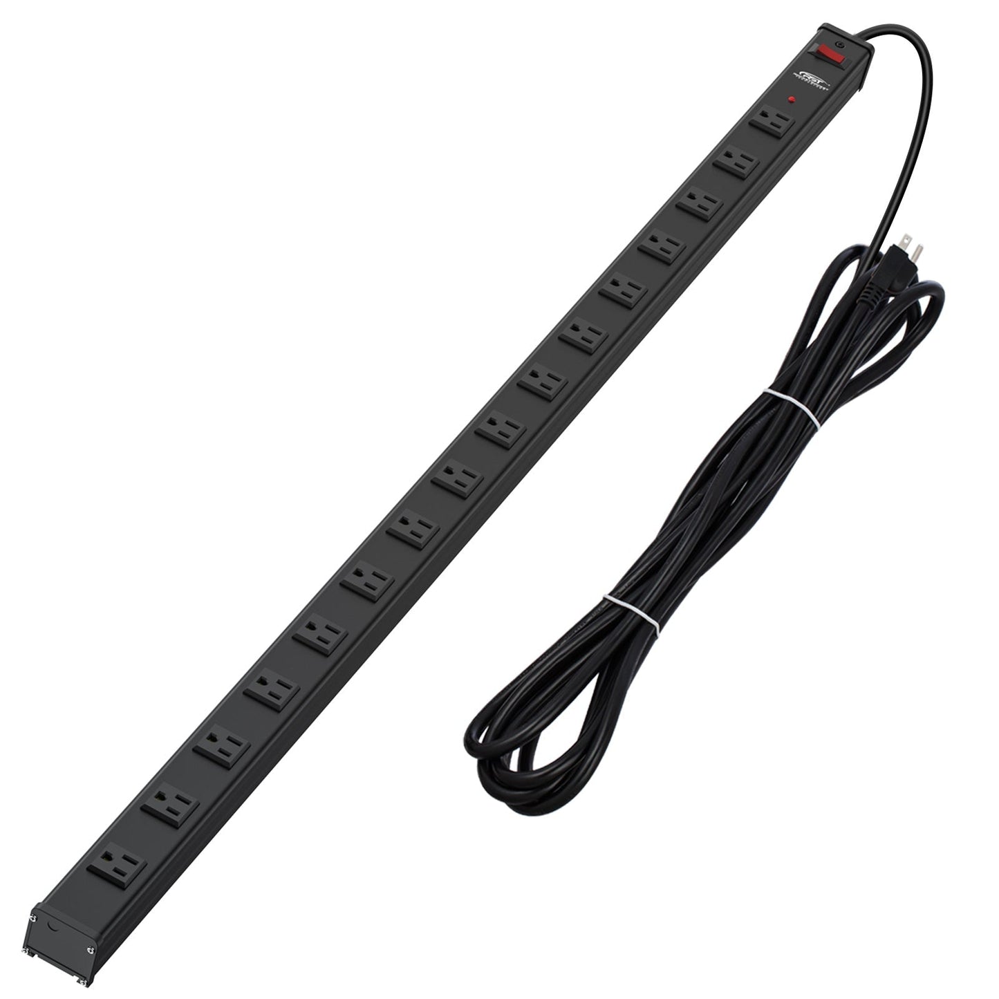 CRST 16-Outlet Metal Power Strip Surge Protector, 1800 Joules, 2.6" Ultra-Wide Spaced Outlets for Large Adapters, 15ft Heavy Duty Cord, Industrial Mountable Design with EMI Filter