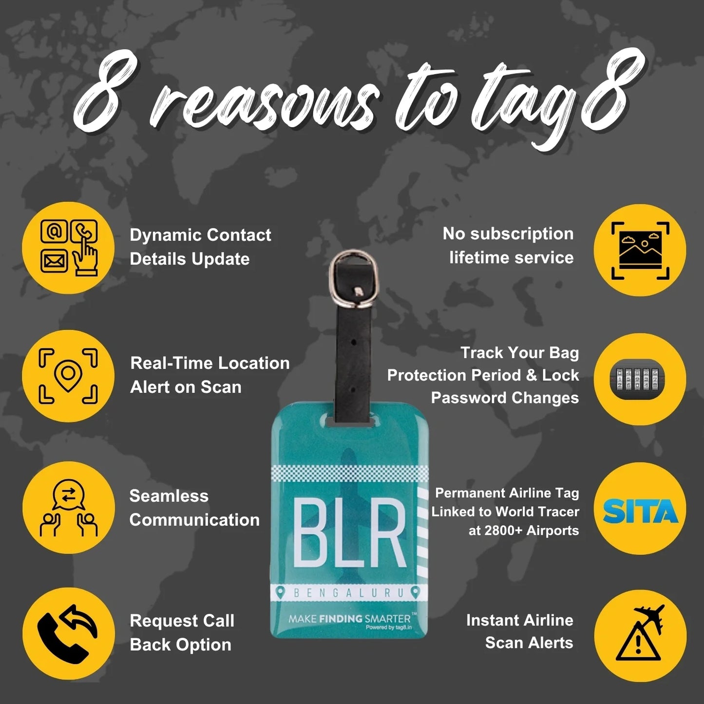 Smart Bag Security Tag - Bengaluru (BLR)  [Pack 2]
