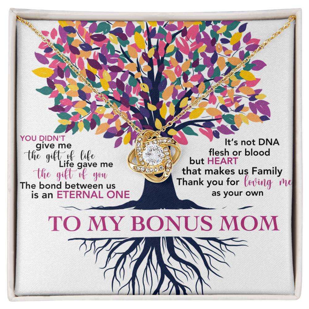 Gift for Bonus Mom Thanks for Loving Me as Your Own - Silver Necklace Message Card