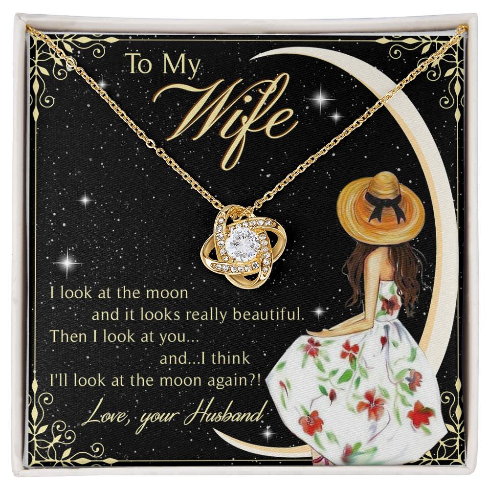 To My Beautiful Wife Love Knot Necklace Mother's Day Message Card