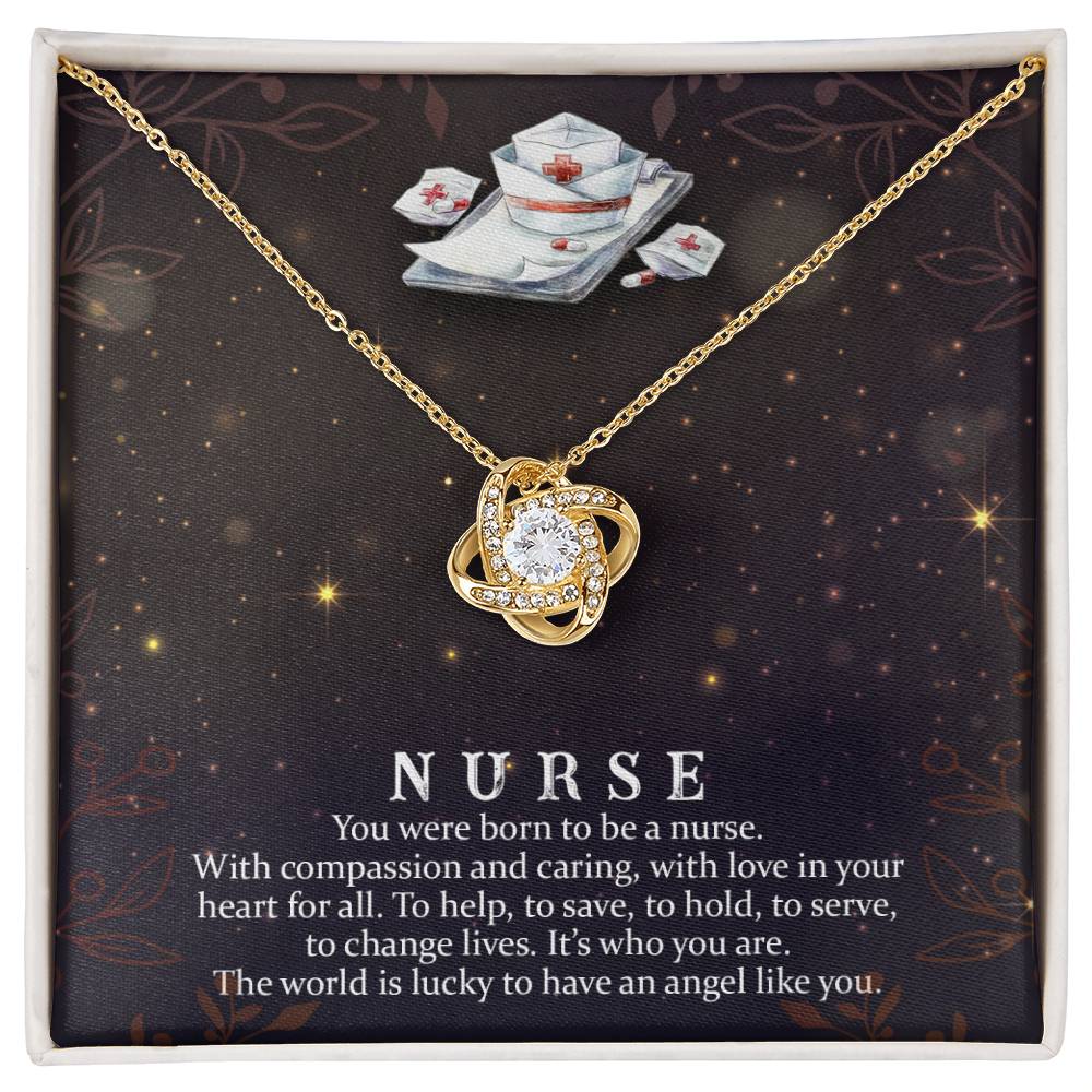 To My Nurse - Born to Be a Nurse - Love Knot Necklace