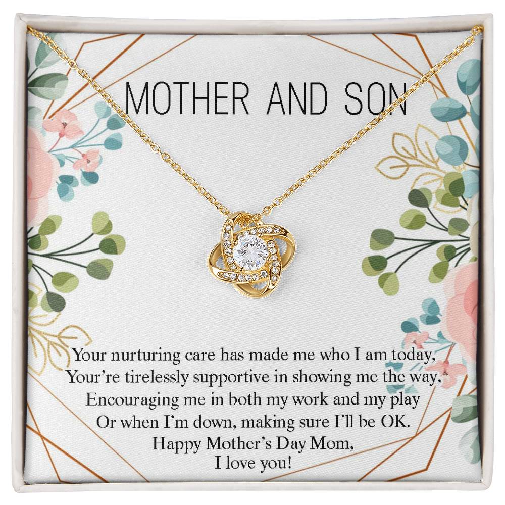 Mother and Son Necklace Gift, Happy Mother's Day Mom Gift From Son, Cute Gift for Mom, Mother Love Knot Necklace, Mother's Day Jewelry