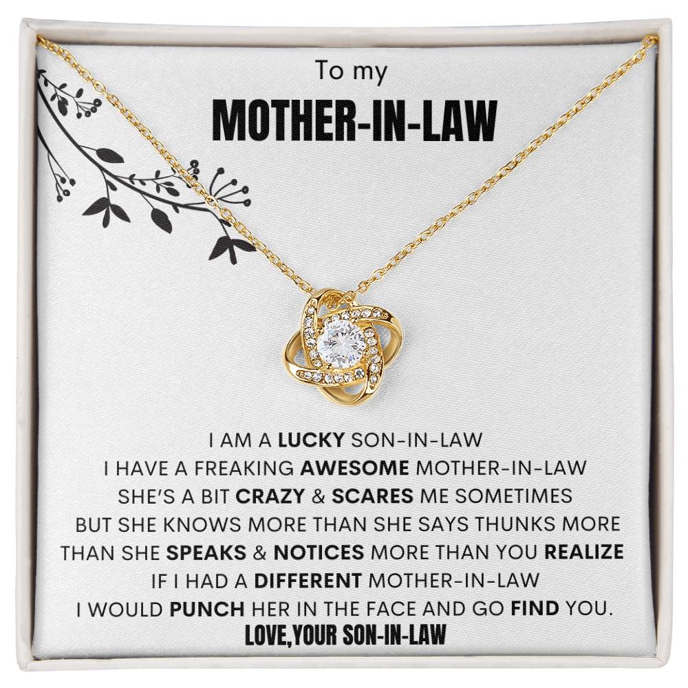 To My Mother-In-Law"i Am a Lucky Son-In-Law" Love Your... Knot Necklace