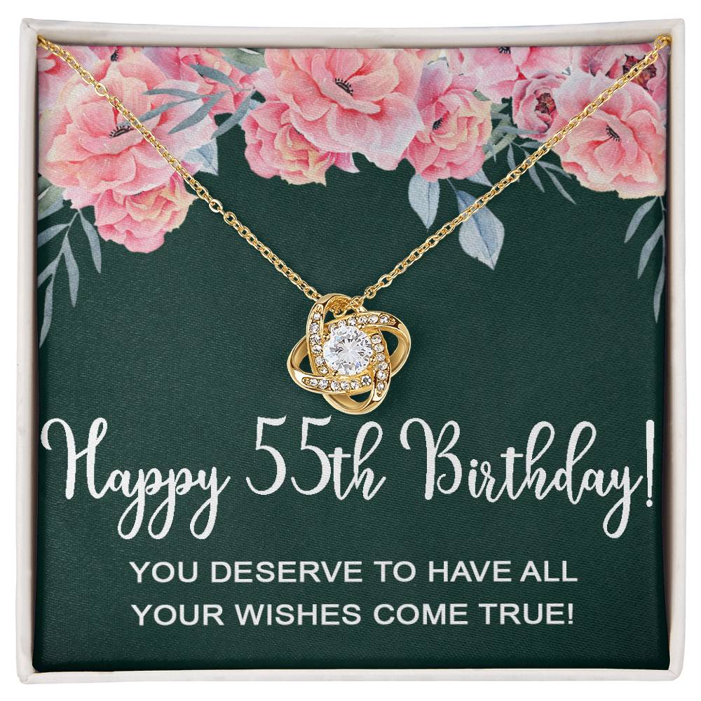 Happy 55th Birthday Gifts for Women Necklace, 55 Years Old Jewelry Gift, Birthday Gift for Mom, Love Knot Necklace Xu1162lk38