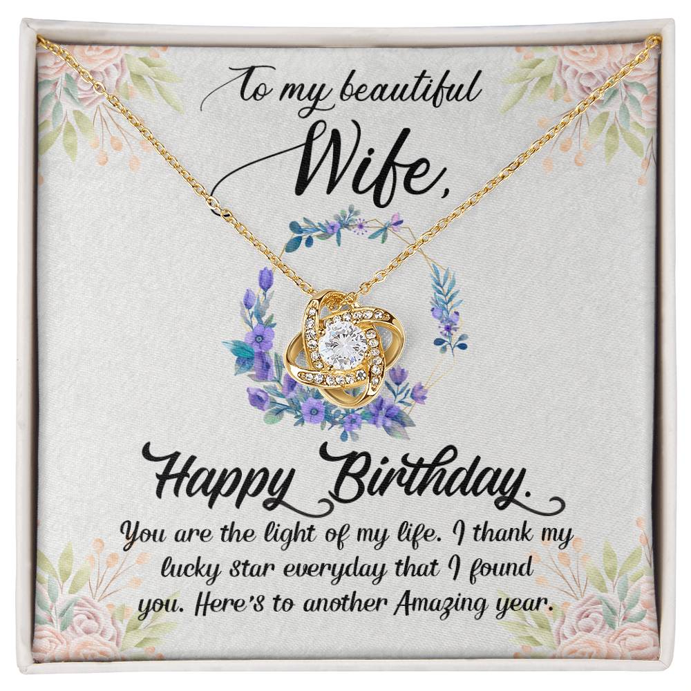 To My Beautiful Wife - Happy Birthday - Love Knot Necklace