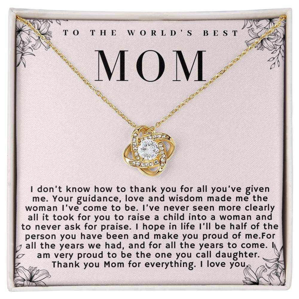 To the World's Best Mom Necklace Gift, Sentimental Gift for Mom, Birthday Gift for Mom, Perfect Mother's Day Gift