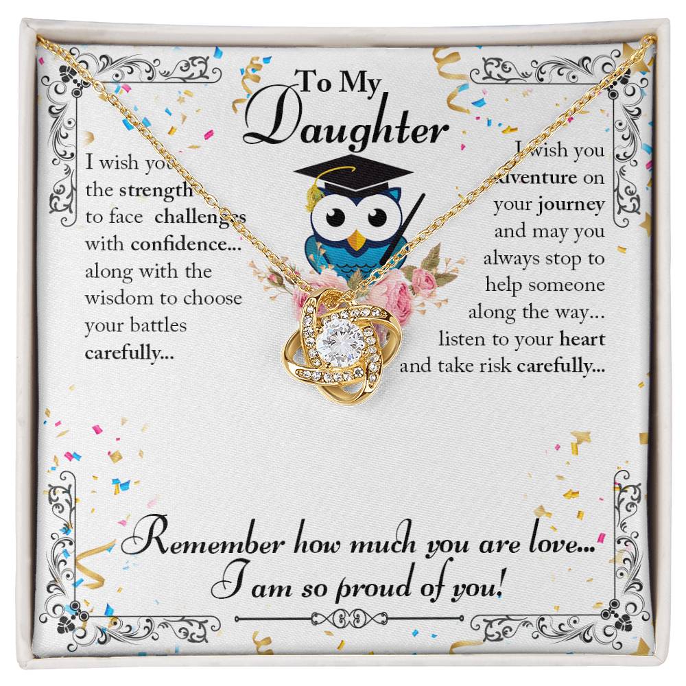 To My Daughter - Owl Graduation - Love Knot Necklace