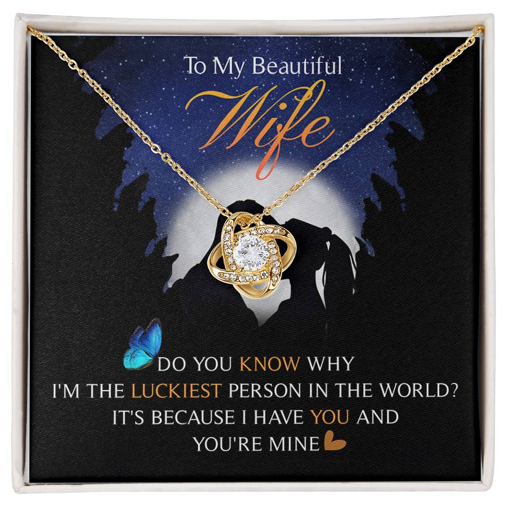 To My Beautiful Wife Love Knot Necklace Mother's Day Message Card