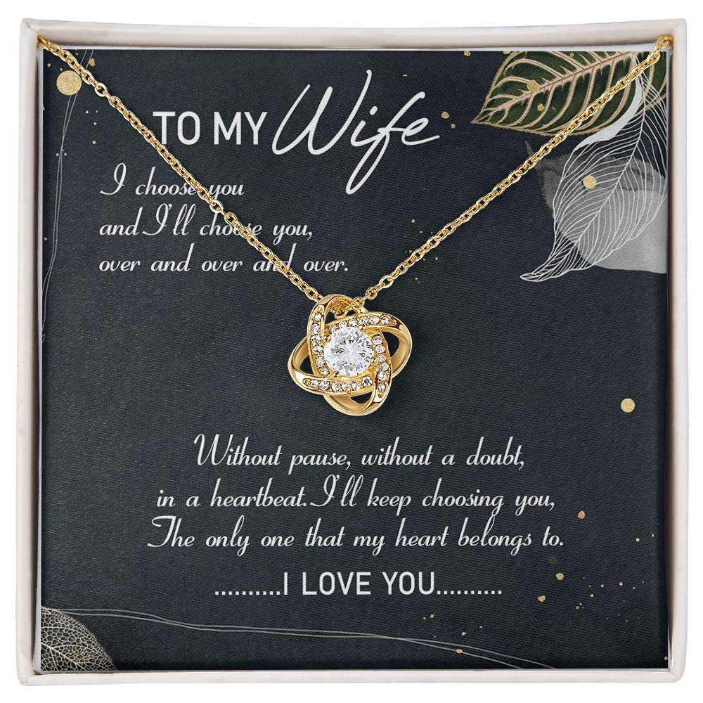 To My Wife My Heart Belong to You Love Knot Necklace Message Card From Husband