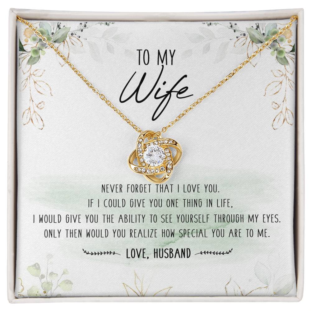To My Special Wife Love Knot Necklace Mother's Day Message Card From Husband