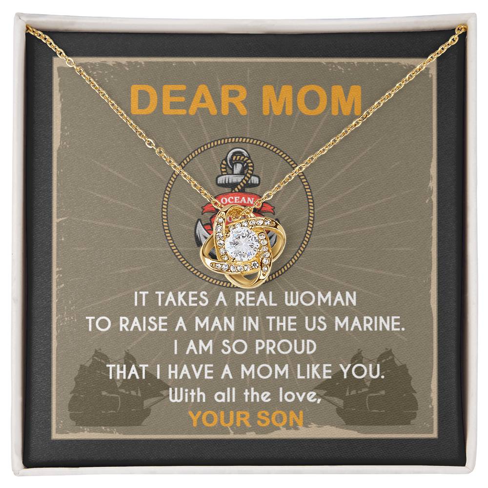 Marine Mom Gift - I Am So Proud Having Mom Like You - the Love Knot Necklace
