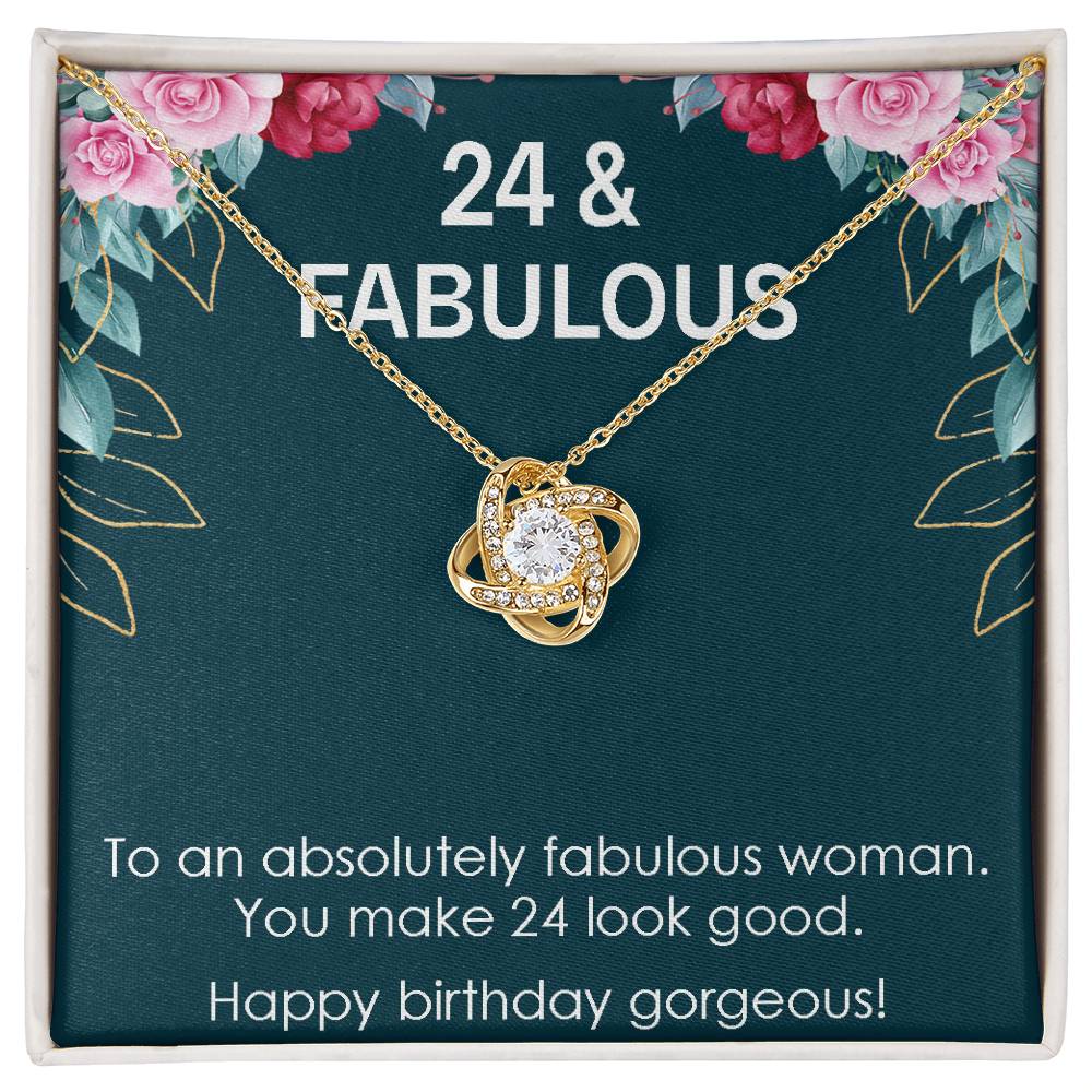 24th Birthday Gift for Womens, Turning 24 & Fabulous Necklace Gift, 24 Years Old Gift for Wife Best Friends, Love Knot Necklace