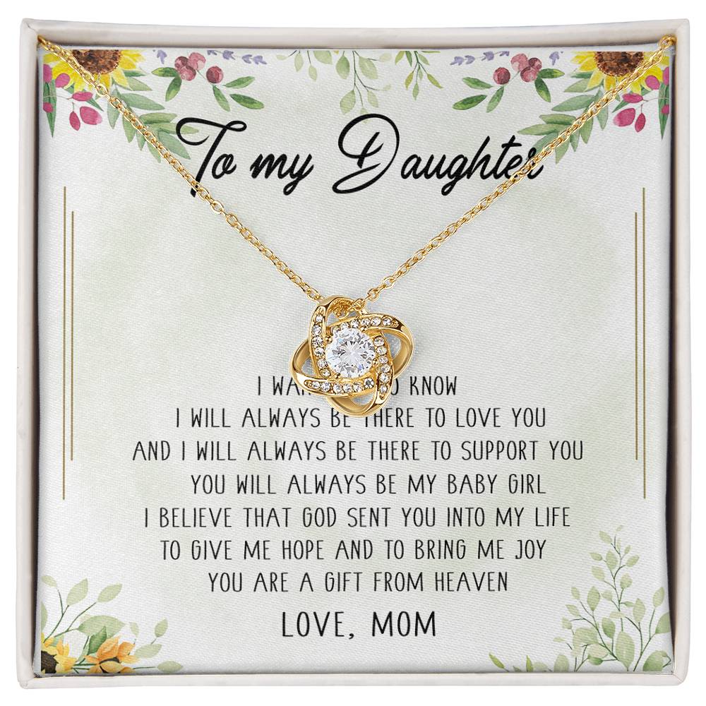 To My Daughter You're a Gift From Heaven Love Knot Necklace