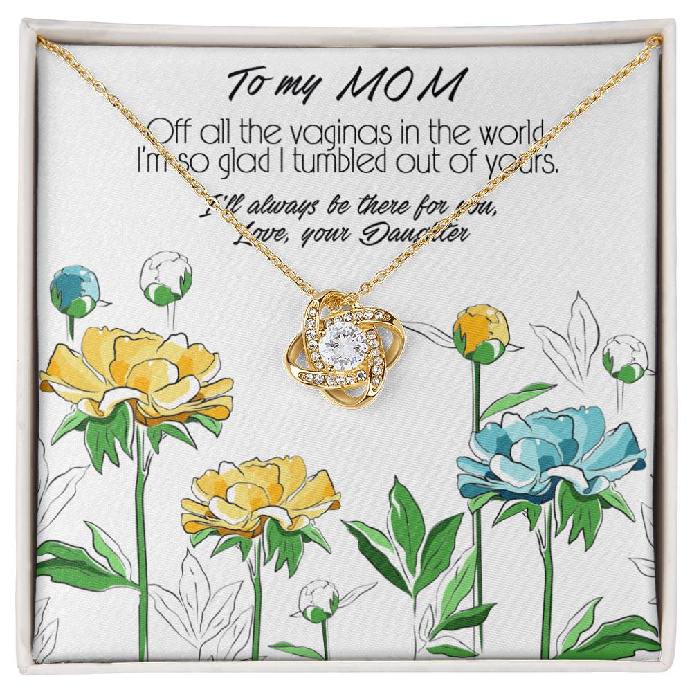 Love Knot Necklace, Mother's Day Gift With a Funny and Deep Meaning Message About Special Bond Between Mother and Daughter