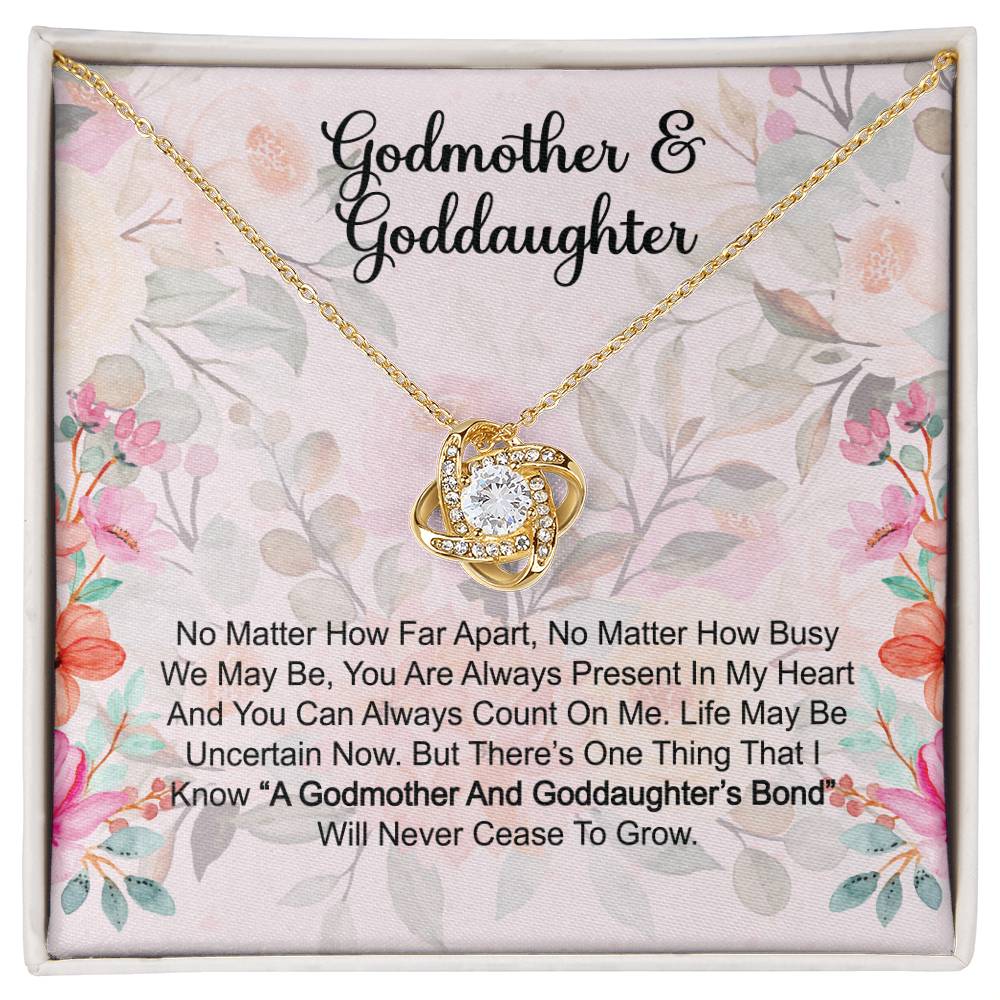 Godmother & Goddaughter Gift Love Knot Necklace: Baptism, Confirmation, Graduation, Holiday, Birthday Gift