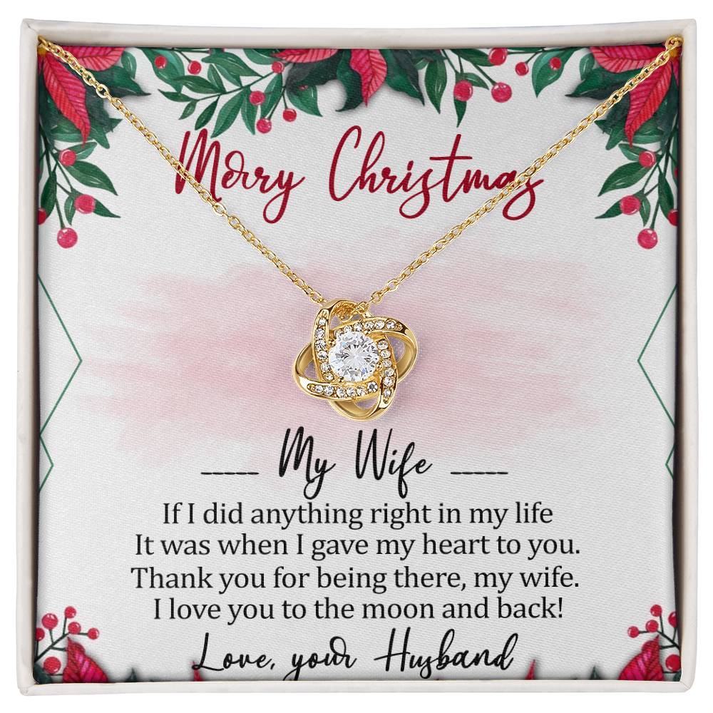 Merry Christmas My Wife Love Knot Necklace Message Card