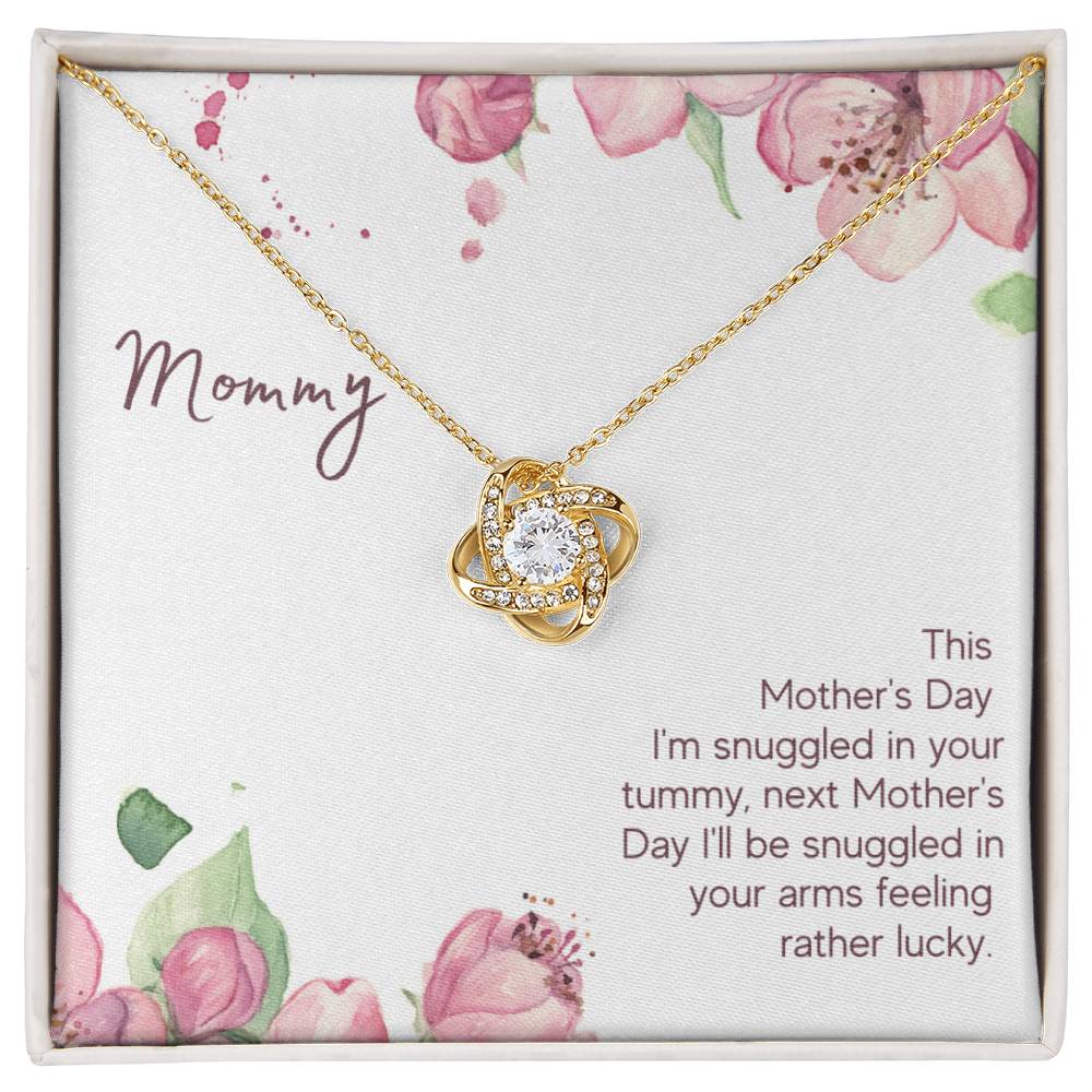Mommy - This Mother's Day I'm Snuggledin Your Tummy - Love Knot Necklace
