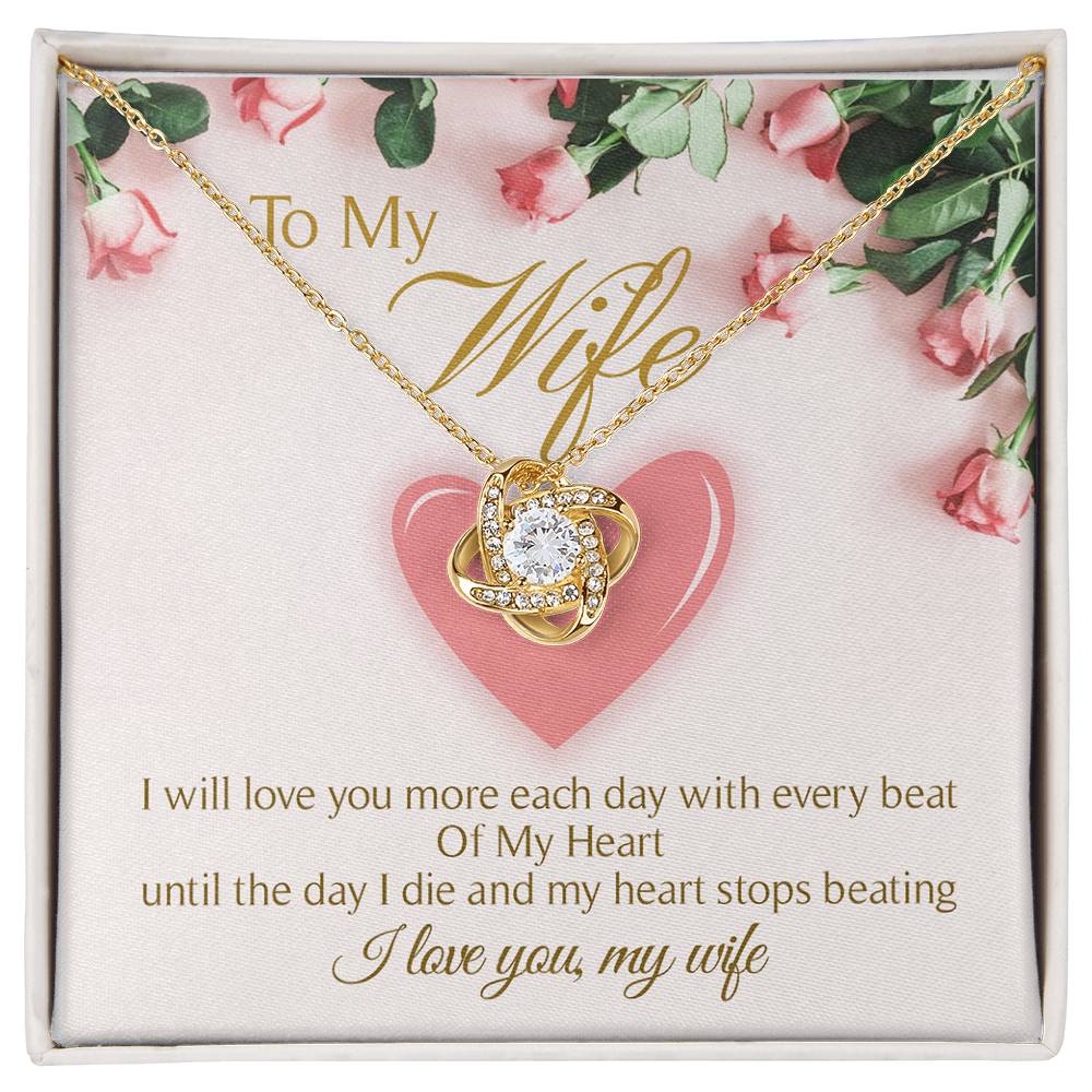 To My Wife Cute Heart Love Knot Necklace Mother's Day Message Card