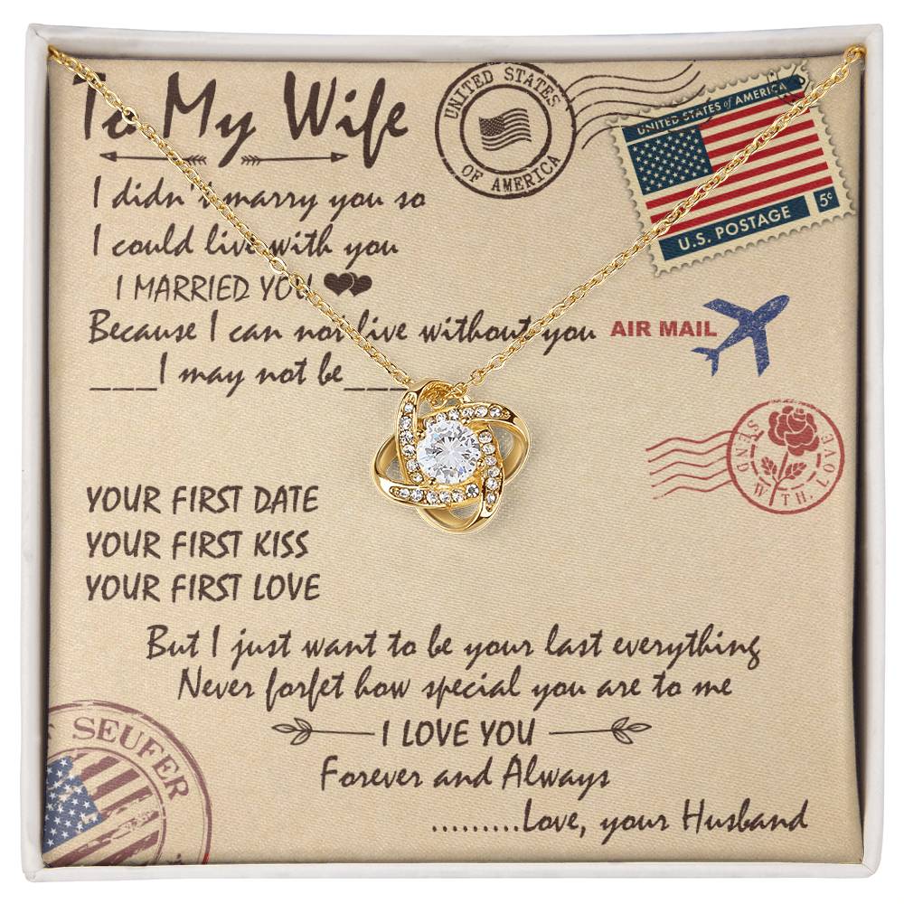 To My Wife Love Knot Necklace Message Card