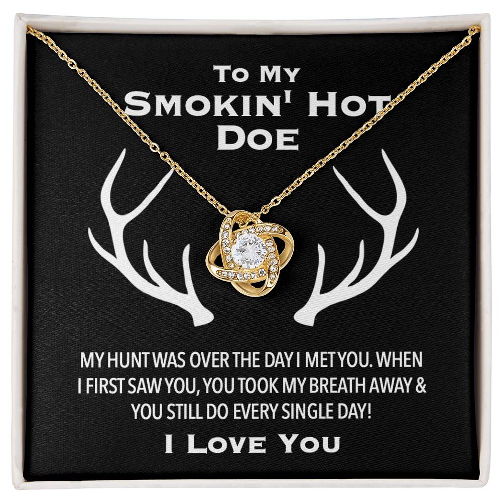 To My Smokin' Hot Doe Knotted Love Necklace | Hunter Gifts, Hunting Gifts for Women, Hunting Christmas Gift, Hunting Gift From Husband, to My Soulmate Smokin Hot, Wife Necklace, Anniversary Gift, Wife Gift, Necklace Gifts, Card Gift, Necklace for Daughter
