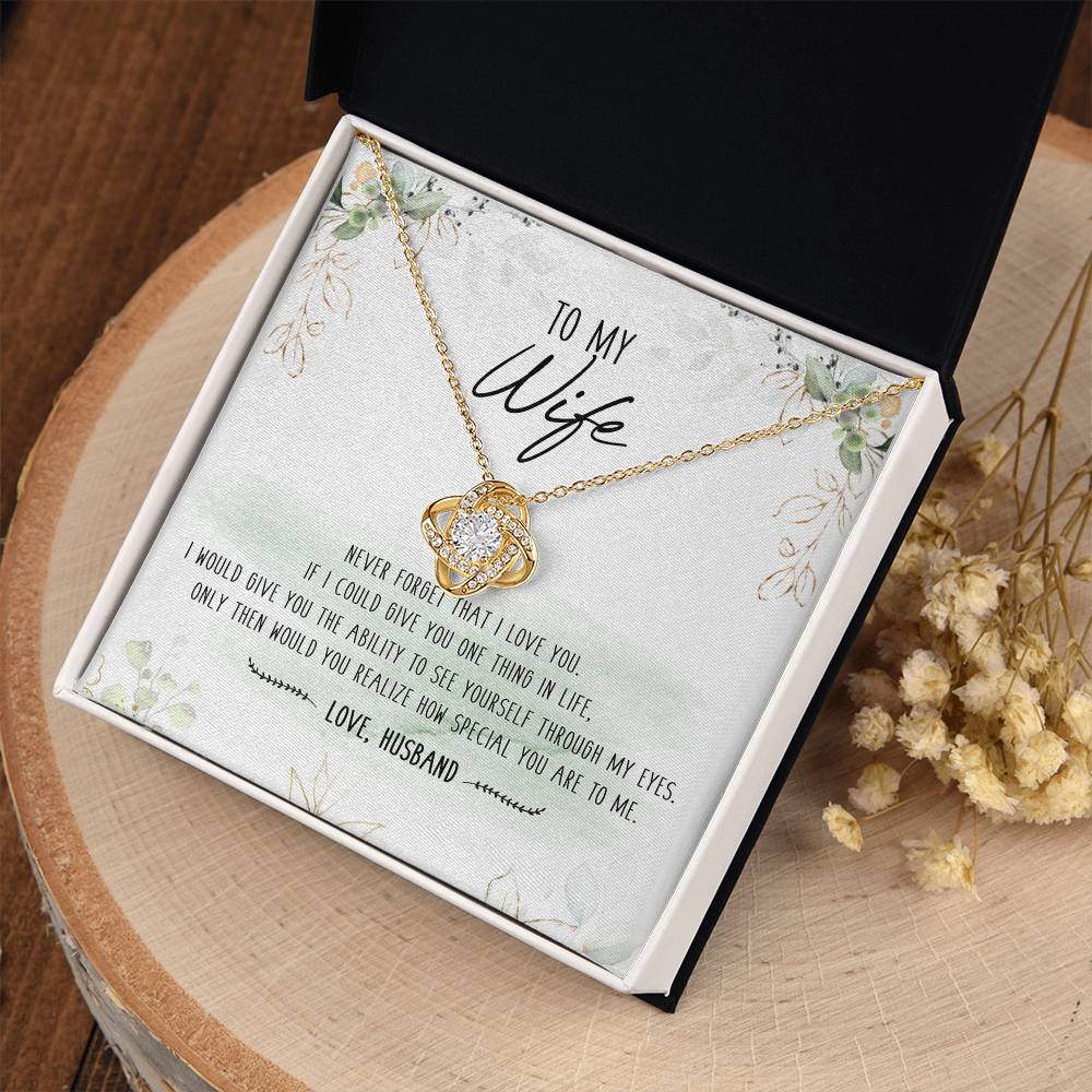 To My Special Wife Love Knot Necklace Mother's Day Message Card From Husband