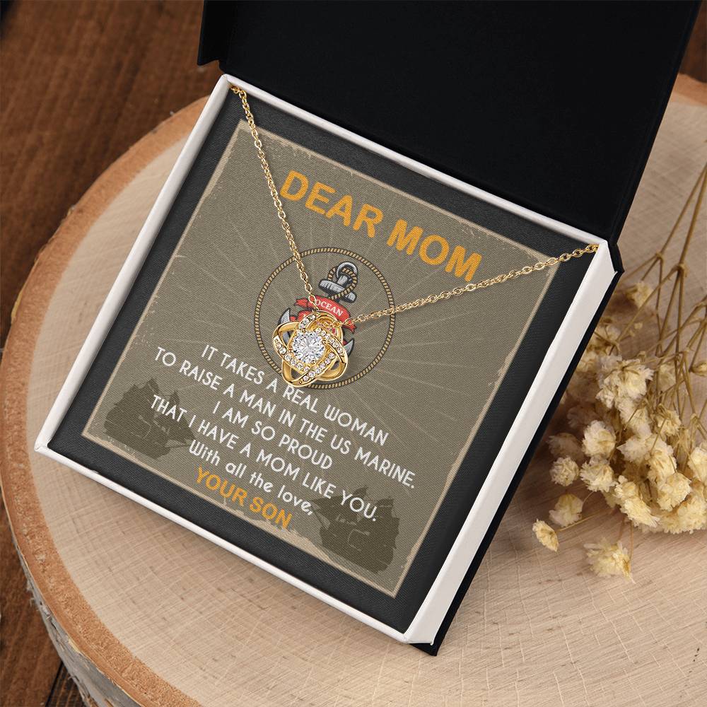 Marine Mom Gift - I Am So Proud Having Mom Like You - the Love Knot Necklace
