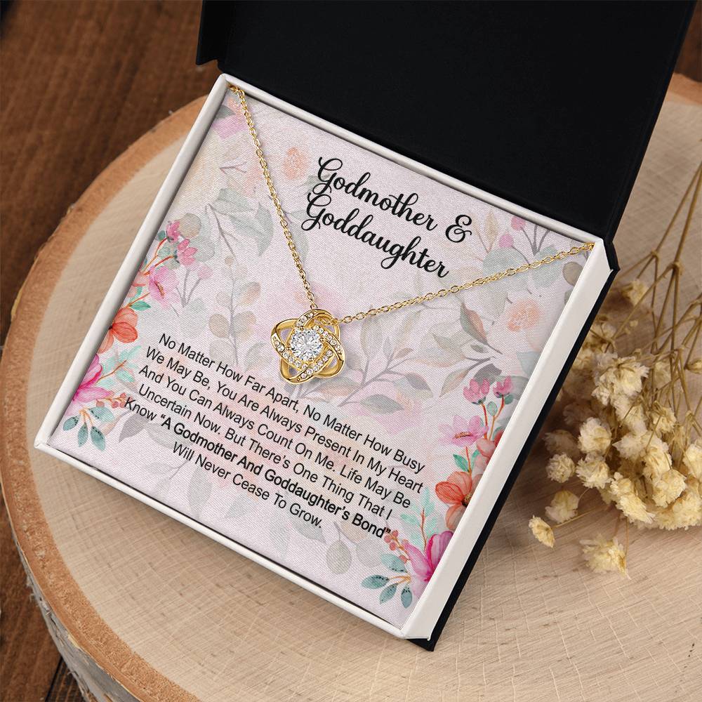 Godmother & Goddaughter Gift Love Knot Necklace: Baptism, Confirmation, Graduation, Holiday, Birthday Gift