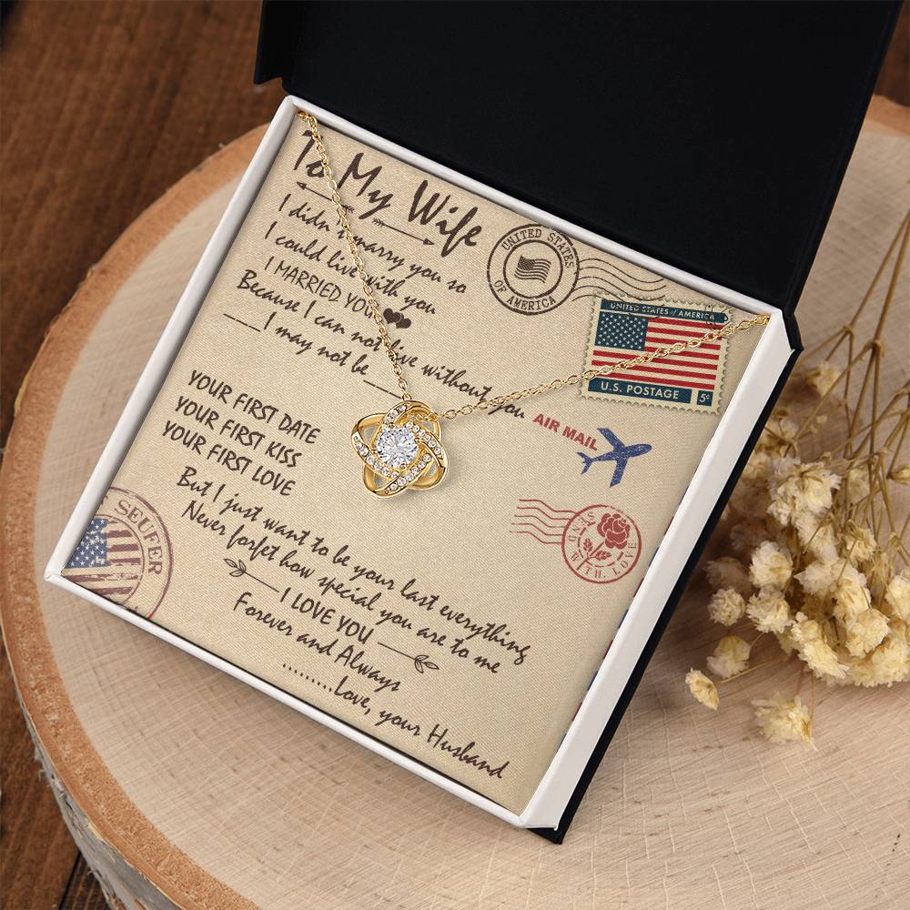 To My Wife Love Knot Necklace Message Card