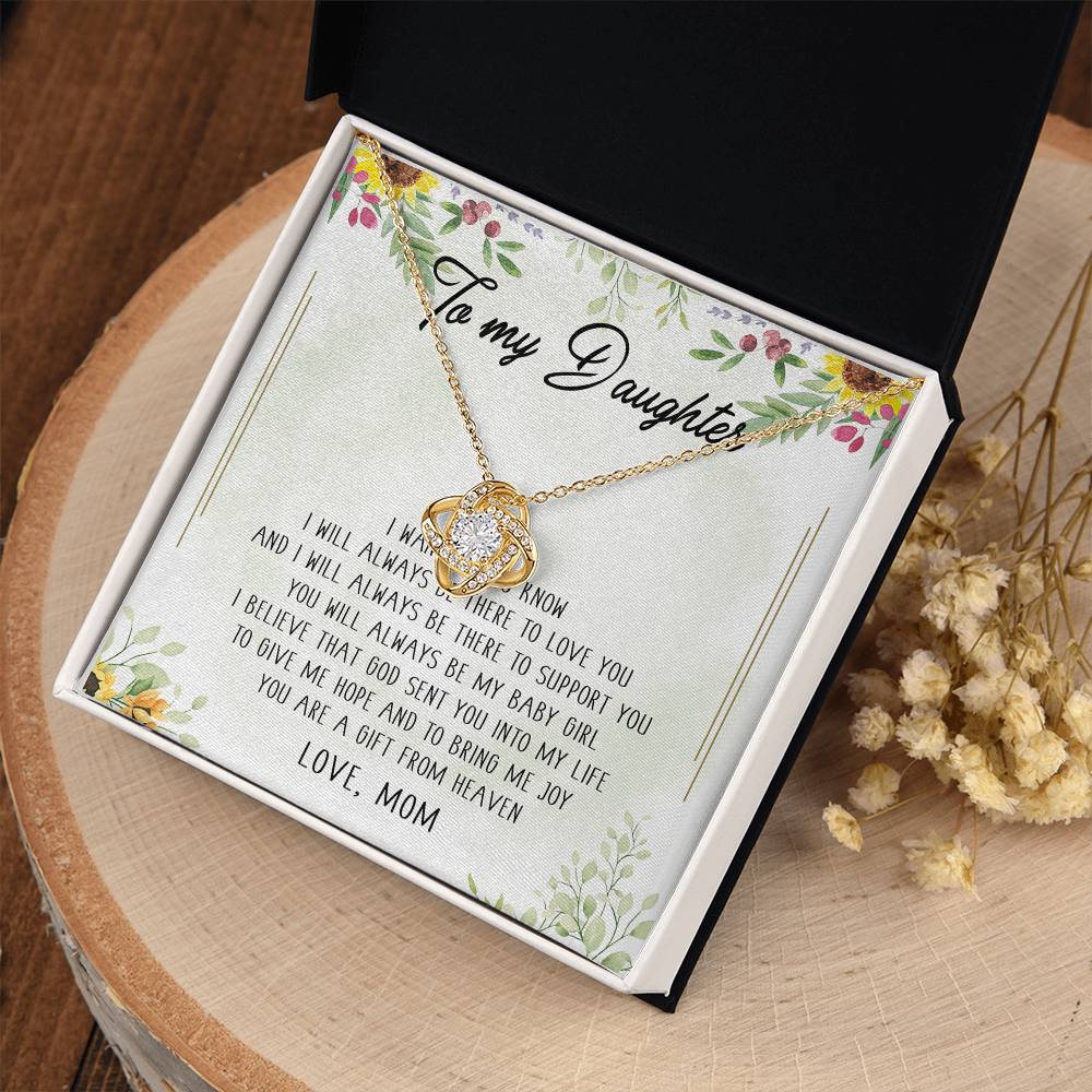 To My Daughter You're a Gift From Heaven Love Knot Necklace