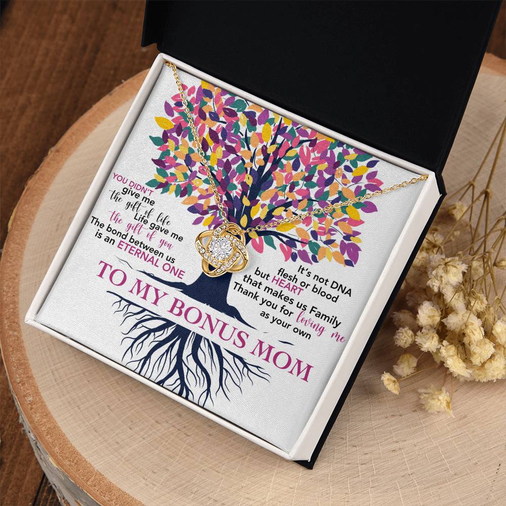 Gift for Bonus Mom Thanks for Loving Me as Your Own - Silver Necklace Message Card