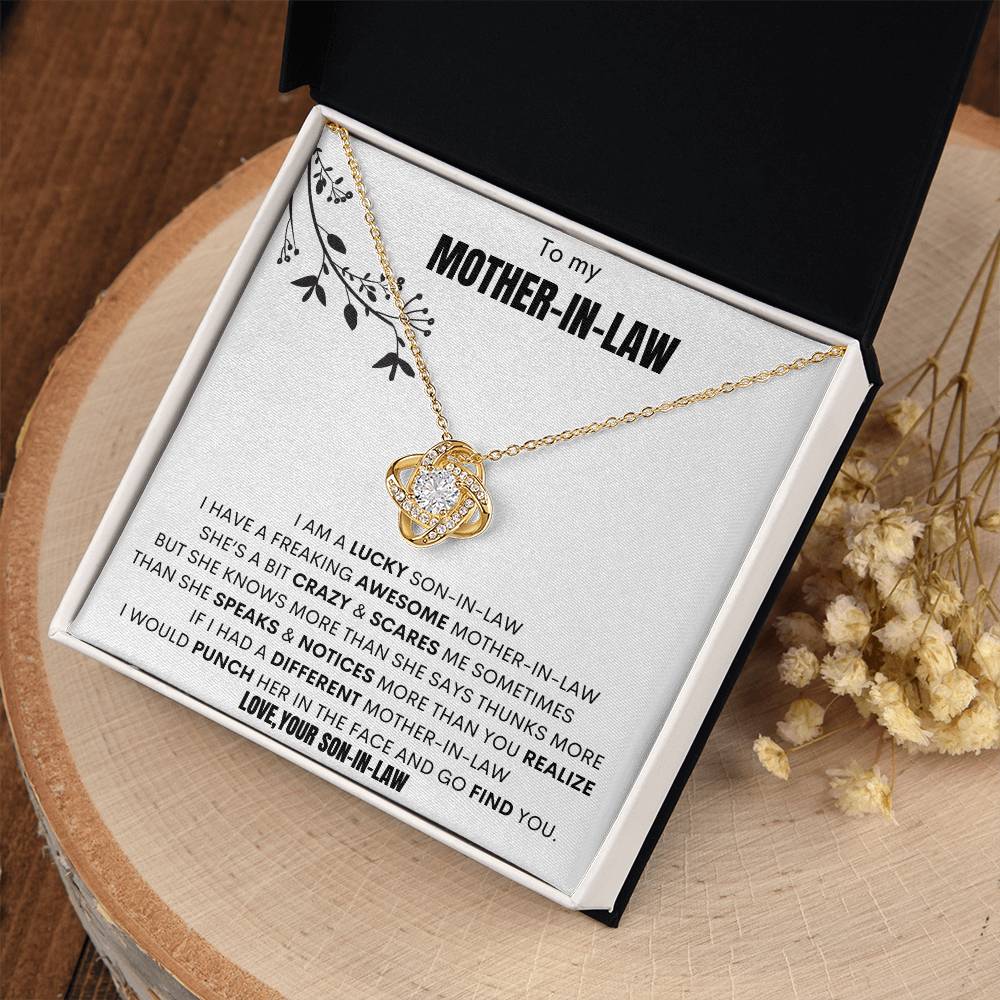 To My Mother-In-Law"i Am a Lucky Son-In-Law" Love Your... Knot Necklace