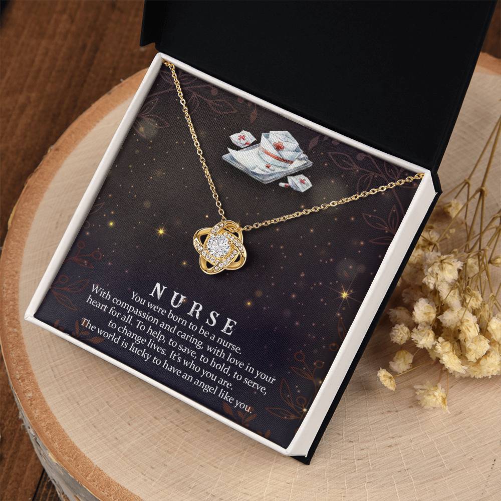 To My Nurse - Born to Be a Nurse - Love Knot Necklace