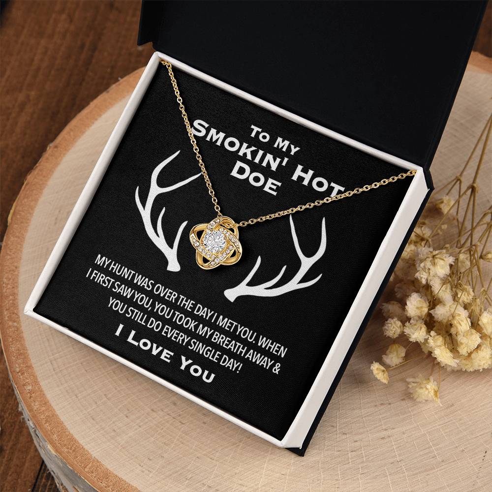To My Smokin' Hot Doe Knotted Love Necklace | Hunter Gifts, Hunting Gifts for Women, Hunting Christmas Gift, Hunting Gift From Husband, to My Soulmate Smokin Hot, Wife Necklace, Anniversary Gift, Wife Gift, Necklace Gifts, Card Gift, Necklace for Daughter