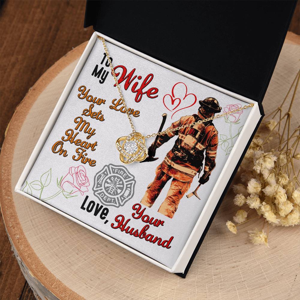 To My Firefighter Wife | Gift for Firefighter Wife Necklace | Thoughtful Gift for Fire Wife | Firefighter Gift Set, Fireman Love Pendant Jewelry - Mother's Day Gift for Firefighter Wife, to the World's Best Fire Wife Necklace, Fireman Gift Set