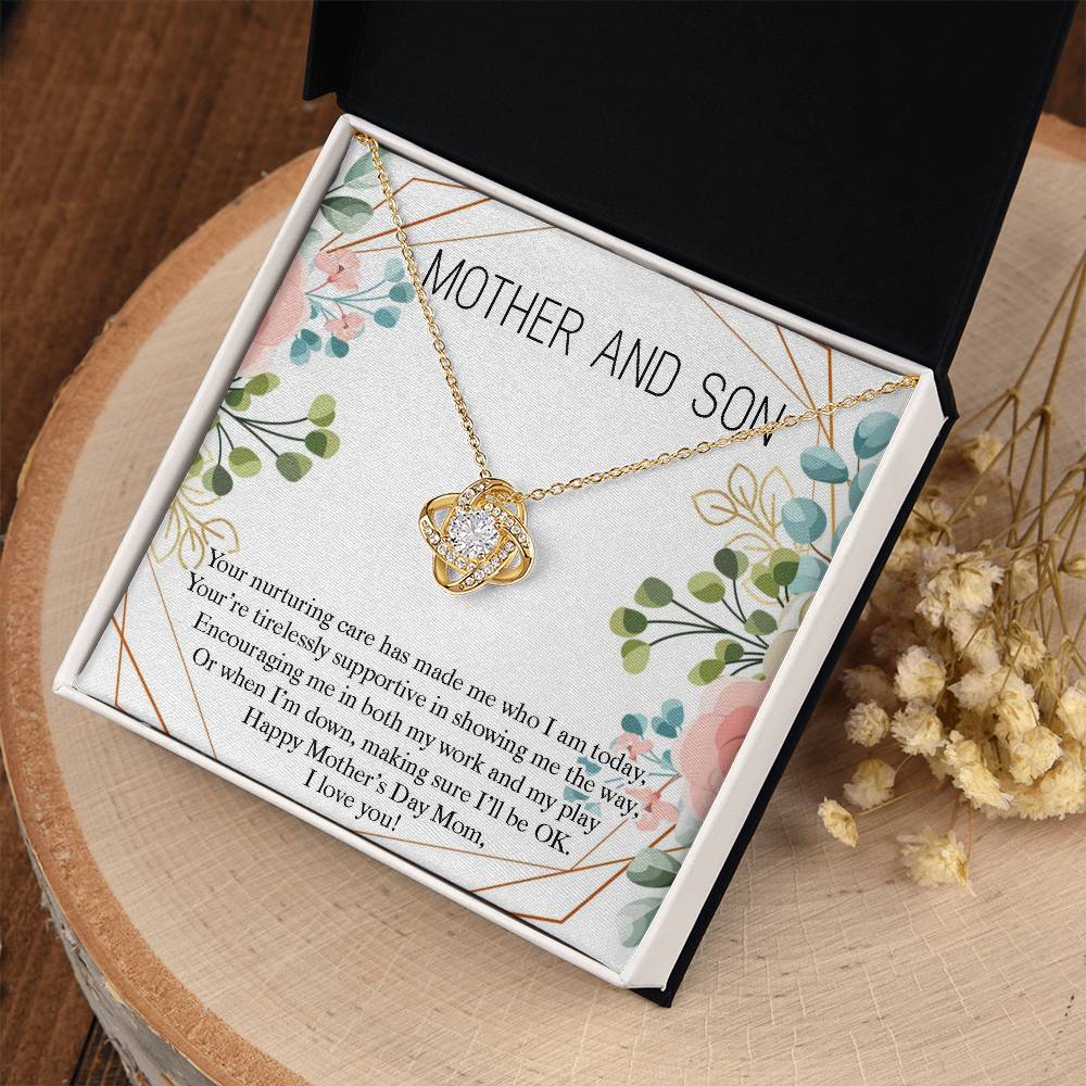 Mother and Son Necklace Gift, Happy Mother's Day Mom Gift From Son, Cute Gift for Mom, Mother Love Knot Necklace, Mother's Day Jewelry
