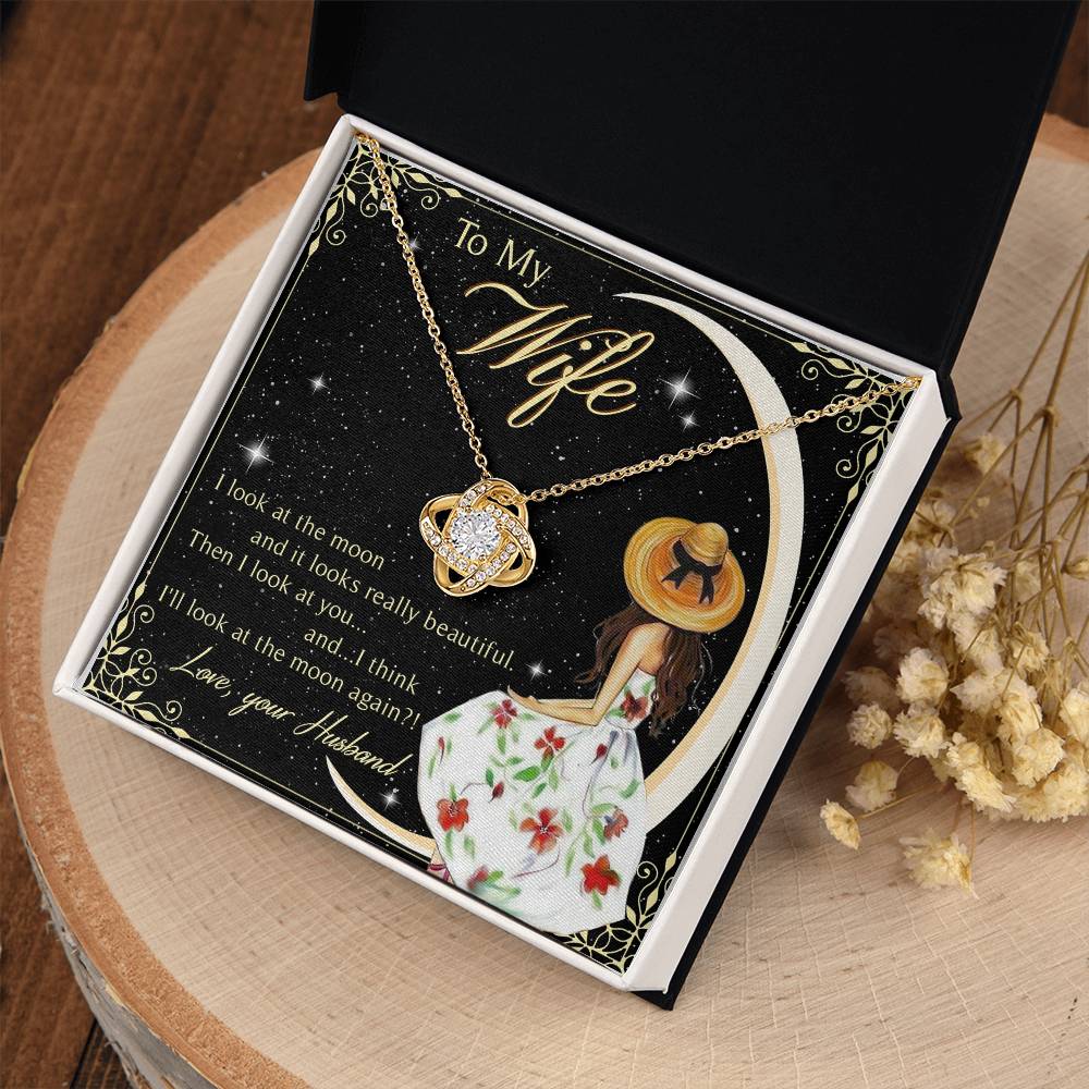 To My Beautiful Wife Love Knot Necklace Mother's Day Message Card