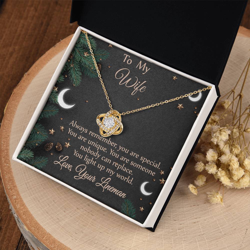 For Wife - From Lineman - You Light Up My World Necklace