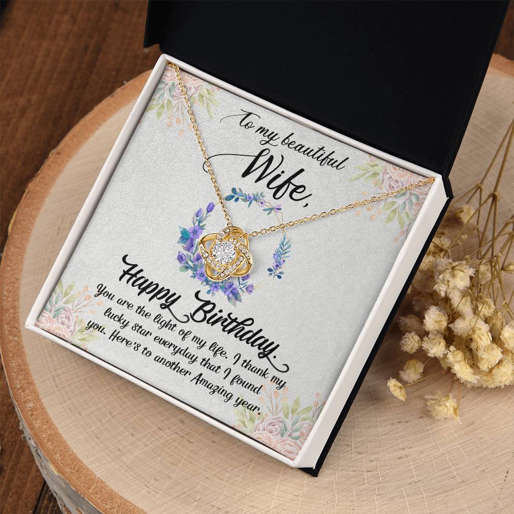 To My Beautiful Wife - Happy Birthday - Love Knot Necklace