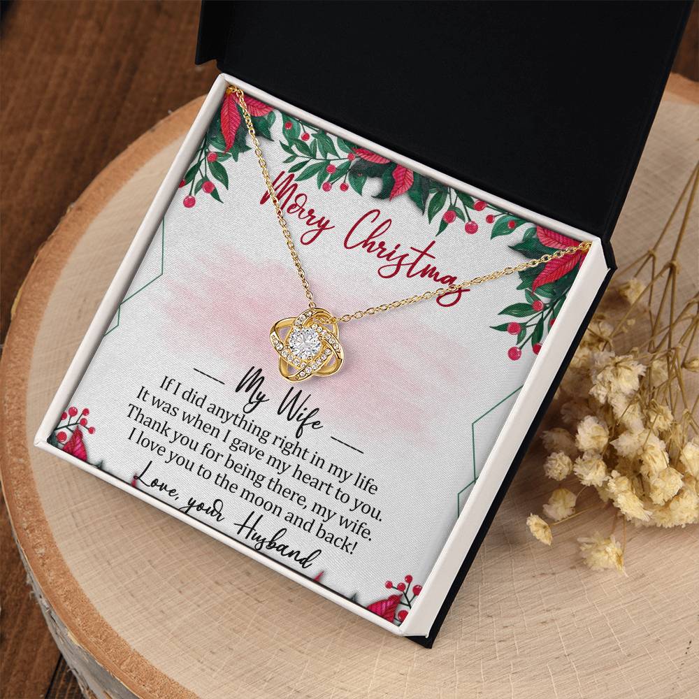 Merry Christmas My Wife Love Knot Necklace Message Card