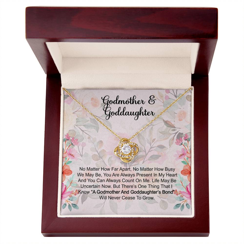 Godmother & Goddaughter Gift Love Knot Necklace: Baptism, Confirmation, Graduation, Holiday, Birthday Gift