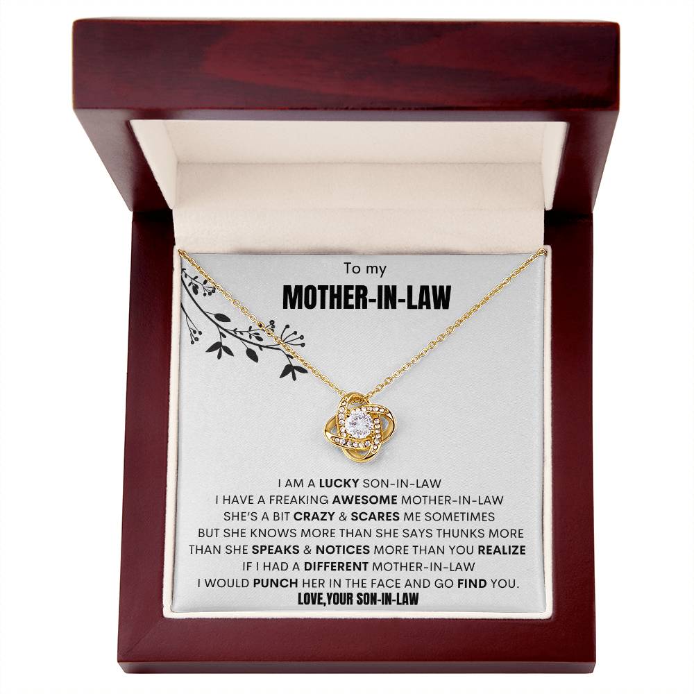 To My Mother-In-Law"i Am a Lucky Son-In-Law" Love Your... Knot Necklace