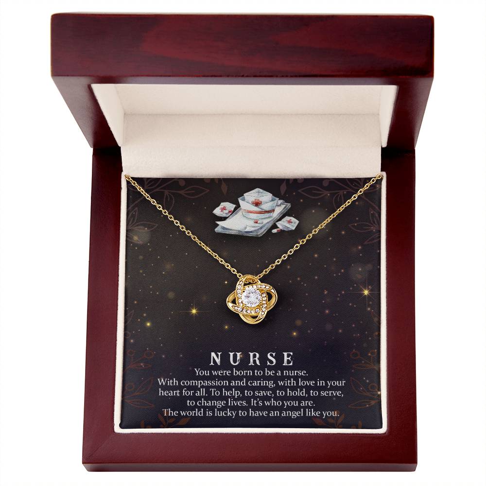 To My Nurse - Born to Be a Nurse - Love Knot Necklace