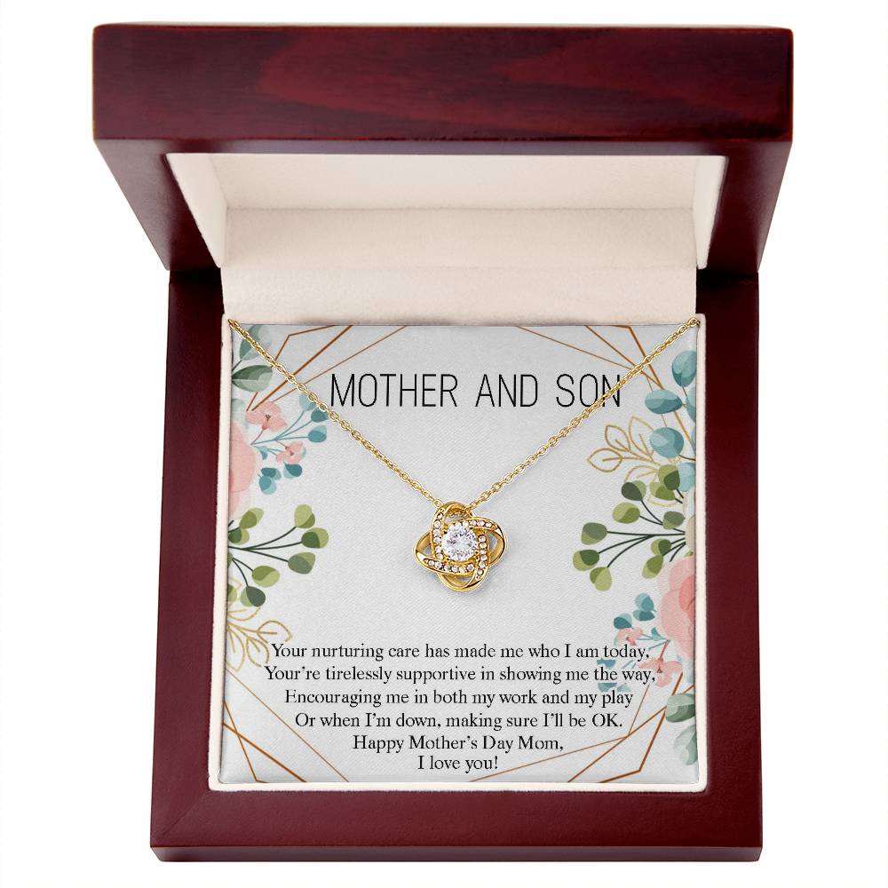 Mother and Son Necklace Gift, Happy Mother's Day Mom Gift From Son, Cute Gift for Mom, Mother Love Knot Necklace, Mother's Day Jewelry